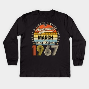 Awesome Since March 1967 Vintage 56th Birthday Kids Long Sleeve T-Shirt